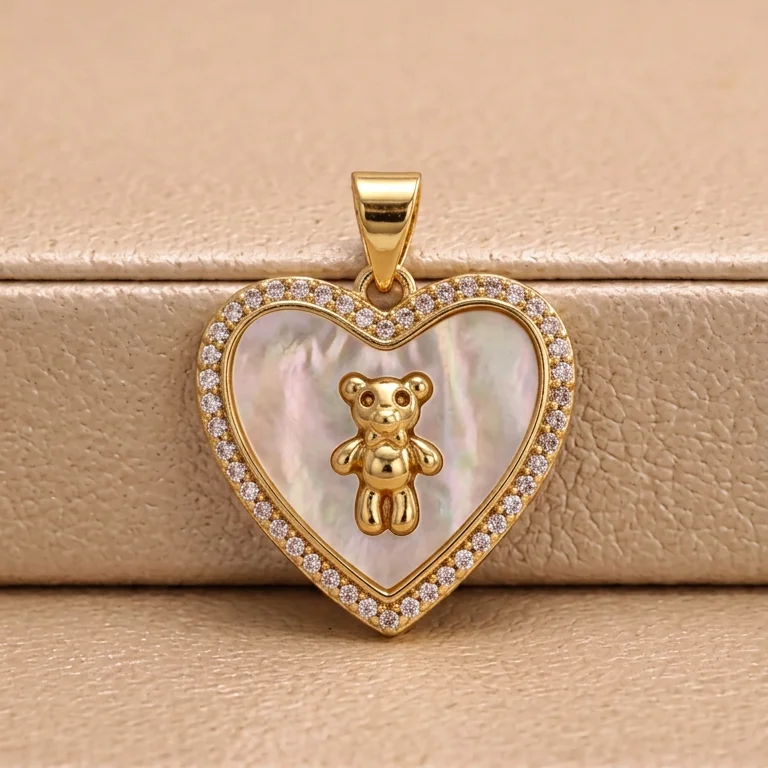 Dij. corazon nacar oso rodio 2cm - DRG838 - Foto 1